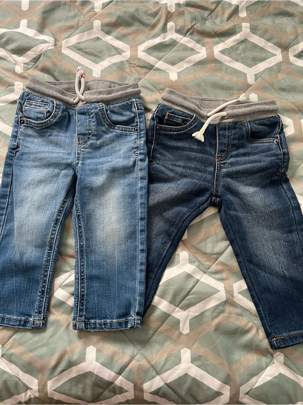 Cat & Jack Blue Denim Jogger Jeans with Gray Waistbands